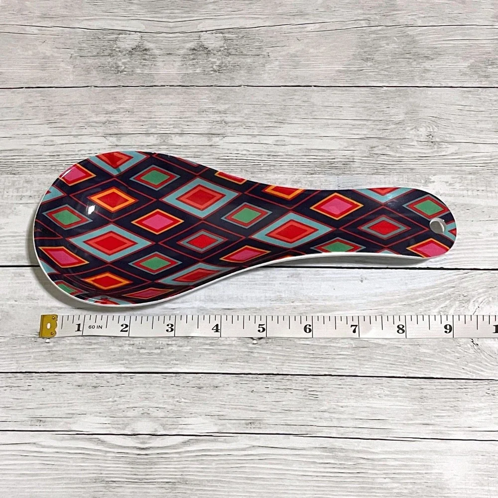 Farberware Geometric Diamond Spoon Rest Navy Red Blue Green Orange Melamine